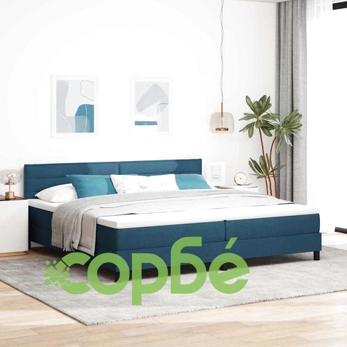 Легло с пружинна основа и матрак със LED осветление синьо 200x200 см текстил ➤ топ цена ➤ sorbe.bg