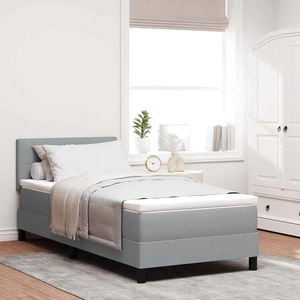 Легло с пружинирана основа и матрак светлосиво 80x200 см текстил с LED осветление