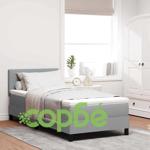 Легло с пружинирана основа и матрак светлосиво 80x200 см текстил с LED осветление ➤ топ цена ➤ sorbe.bg