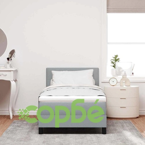 Легло с пружинирана основа и матрак светлосиво 80x200 см текстил с LED осветление ➤ топ цена ➤ sorbe.bg