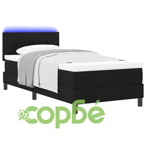 Легло с пружинирана основа и матрак с LED осветление черно 90x190 см текстил ➤ топ цена ➤ sorbe.bg