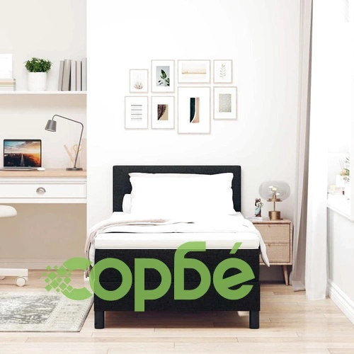 Легло с пружинирана основа и матрак с LED осветление черно 90x190 см текстил ➤ топ цена ➤ sorbe.bg