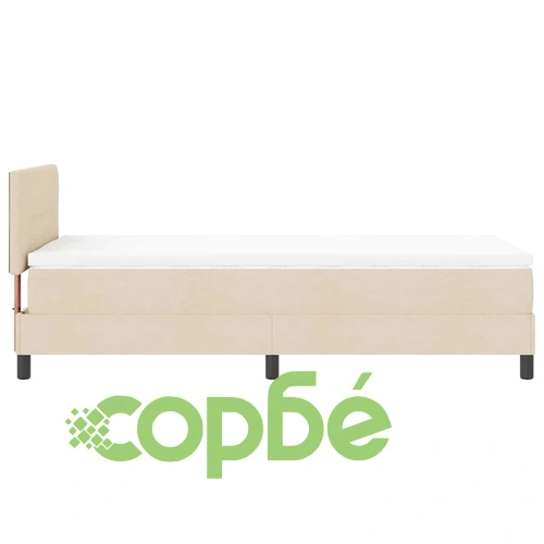 Легло с пружинирана основа и матрак с LED осветление крем 90x190 см текстил ➤ топ цена ➤ sorbe.bg