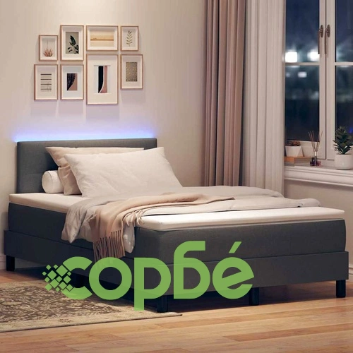 Легло с пружинирана основа и LED осветление тъмносив 120x190 см текстил ➤ топ цена ➤ sorbe.bg