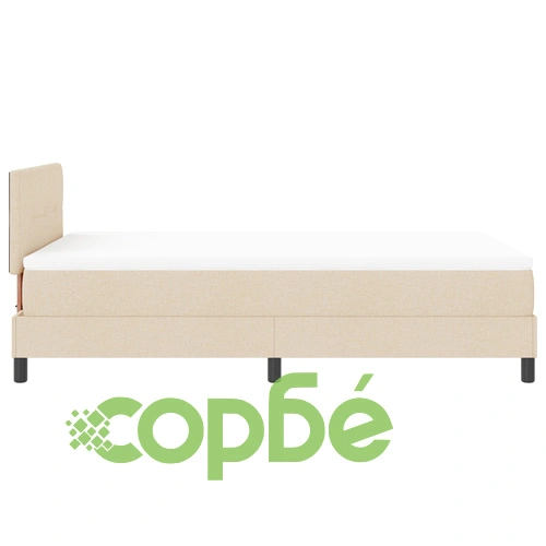 Легло с кутия, матрак и LED осветление в кремав цвят, 120x190 см, текстилна тапицерия ➤ топ цена ➤ sorbe.bg