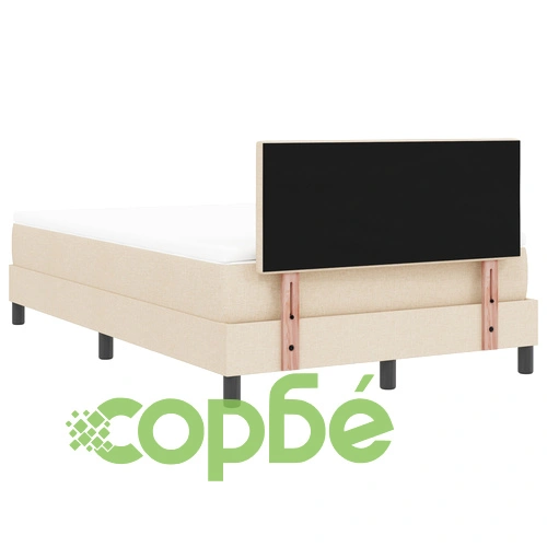 Легло с кутия, матрак и LED осветление в кремав цвят, 120x190 см, текстилна тапицерия ➤ топ цена ➤ sorbe.bg