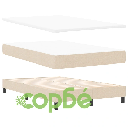 Легло с кутия, матрак и LED осветление в кремав цвят, 120x190 см, текстилна тапицерия ➤ топ цена ➤ sorbe.bg