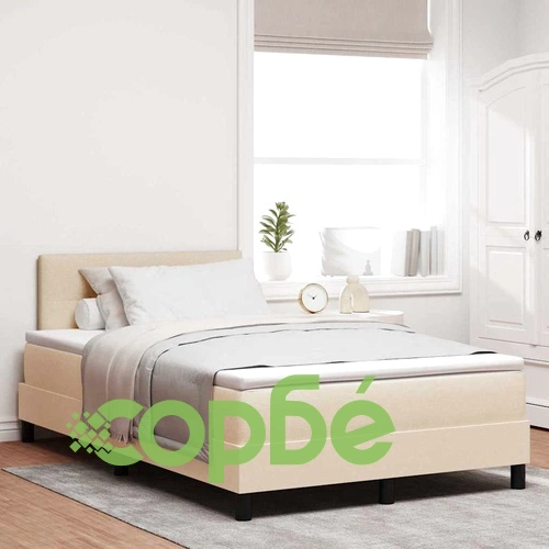 Легло с пружинирана основа и матрак с LED осветление крем 120x200 см текстил ➤ топ цена ➤ sorbe.bg
