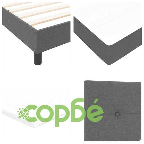 Легло с пружинирана основа и LED осветление тъмносив 180x200 см текстил ➤ топ цена ➤ sorbe.bg