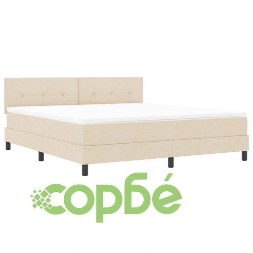 Луксозно легло с пружина, матрак и LED осветление - 180x200 см кремаво текстил ➤ топ цена ➤ sorbe.bg