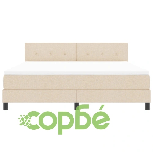 Луксозно легло с пружина, матрак и LED осветление - 180x200 см кремаво текстил ➤ топ цена ➤ sorbe.bg