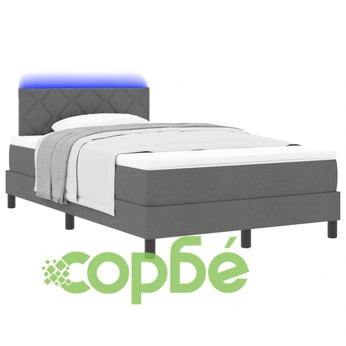 Легло с пружинна основа и матрак с LED тъмносиво 120x200 см текстил ➤ топ цена ➤ sorbe.bg