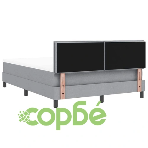 Легло с пружинирана основа и LED осветление светлосиво 140x190 см текстил ➤ топ цена ➤ sorbe.bg