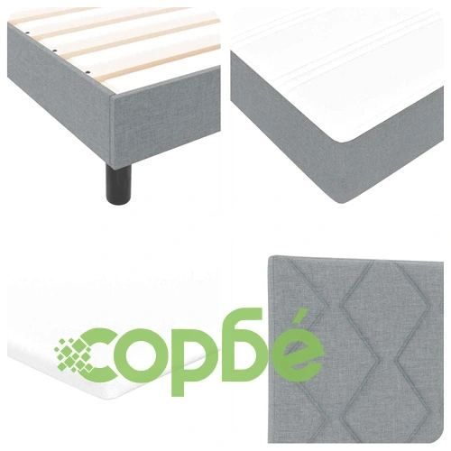 Легло с пружинирана основа и LED осветление светлосиво 140x190 см текстил ➤ топ цена ➤ sorbe.bg