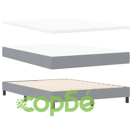 Легло с пружинирана основа и LED осветление светлосиво 140x190 см текстил ➤ топ цена ➤ sorbe.bg