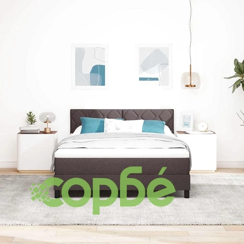 Легло с пружинирана основа и матрак с LED осветление тъмно кафяво 140x190 см текстил ➤ топ цена ➤ sorbe.bg
