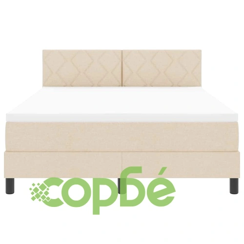 Легло с пружинирана основа и матрак с LED осветление крем 140x190 см текстил ➤ топ цена ➤ sorbe.bg
