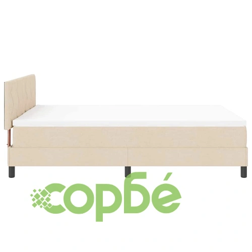 Легло с пружинирана основа и матрак с LED осветление крем 140x190 см текстил ➤ топ цена ➤ sorbe.bg