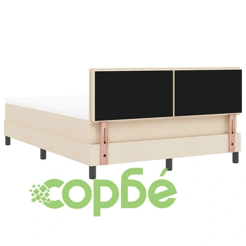 Легло с пружинирана основа и матрак с LED осветление крем 140x190 см текстил ➤ топ цена ➤ sorbe.bg