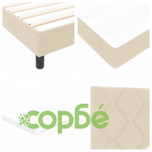 Легло с пружинирана основа и матрак с LED осветление крем 140x190 см текстил ➤ топ цена ➤ sorbe.bg