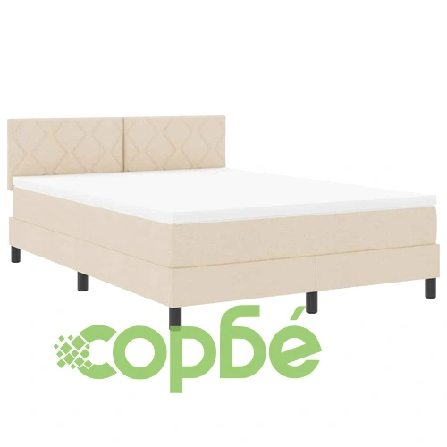 Легло с пружинирана основа и матрак с LED осветление крем 140x190 см текстил ➤ топ цена ➤ sorbe.bg