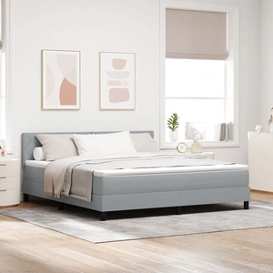 Кутия Primavera с матрак и LED осветление, светло сиво, 180x200 см, тъкан