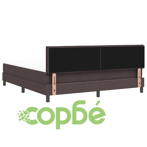 Легло с пружинна рамка, матрак и LED осветление, тъмно кафяво, 180x200 см, полиестерна тъкан ➤ топ цена ➤ sorbe.bg