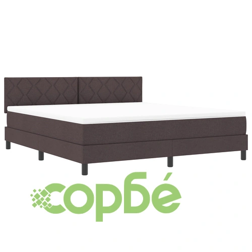 Легло с пружинна рамка, матрак и LED осветление, тъмно кафяво, 180x200 см, полиестерна тъкан ➤ топ цена ➤ sorbe.bg