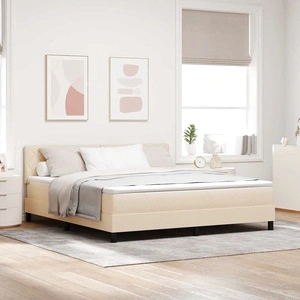 Легло с пружинирана основа и матрак с LED осветление крем 180x200 см текстил