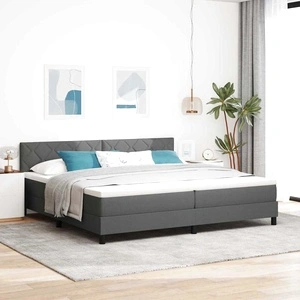 Легло с пружинирана основа и матрак с LED осветление тъмносиво 200x200 см текстил