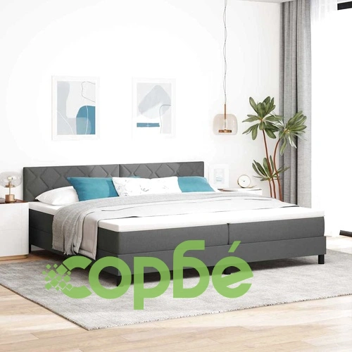 Легло с пружинирана основа и матрак с LED осветление тъмносиво 200x200 см текстил ➤ топ цена ➤ sorbe.bg