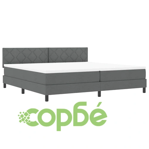 Легло с пружинирана основа и матрак с LED осветление тъмносиво 200x200 см текстил ➤ топ цена ➤ sorbe.bg