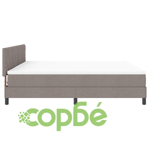 Кутия легло с матрак и LED осветление, таупе, тъкан материал, 200x200 см ➤ топ цена ➤ sorbe.bg