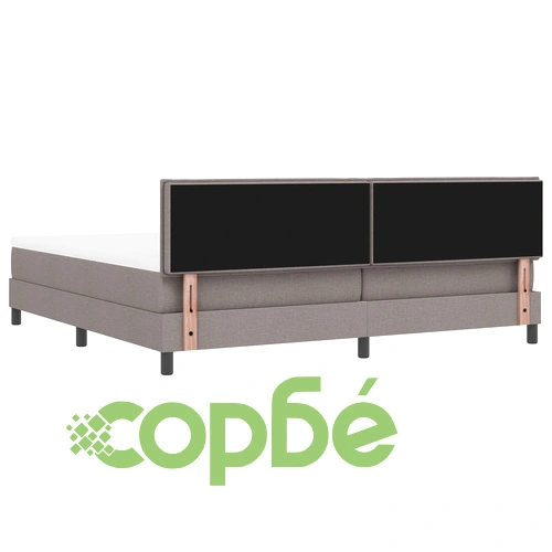 Кутия легло с матрак и LED осветление, таупе, тъкан материал, 200x200 см ➤ топ цена ➤ sorbe.bg