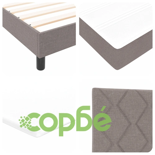 Кутия легло с матрак и LED осветление, таупе, тъкан материал, 200x200 см ➤ топ цена ➤ sorbe.bg