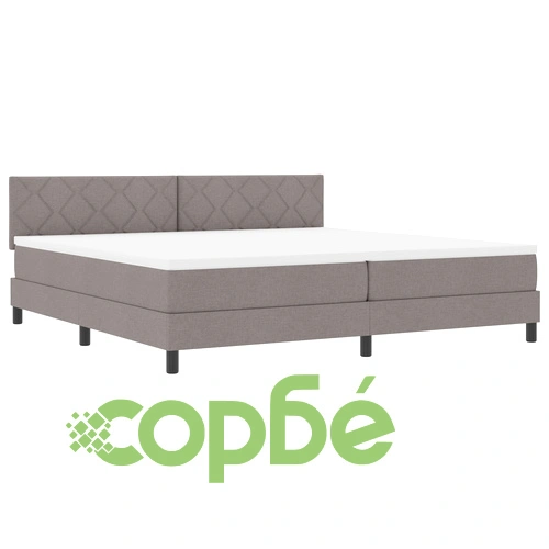 Кутия легло с матрак и LED осветление, таупе, тъкан материал, 200x200 см ➤ топ цена ➤ sorbe.bg