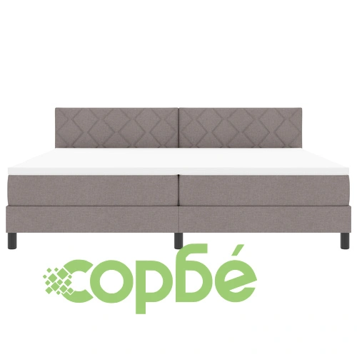 Кутия легло с матрак и LED осветление, таупе, тъкан материал, 200x200 см ➤ топ цена ➤ sorbe.bg