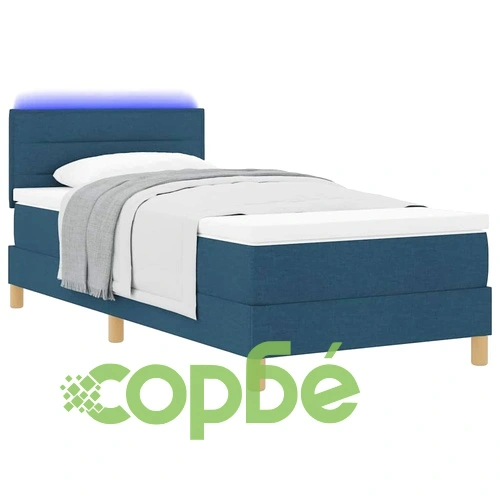 Легло с пружинирана основа и матрак с LED осветление синьо 100x200 см текстил ➤ топ цена ➤ sorbe.bg