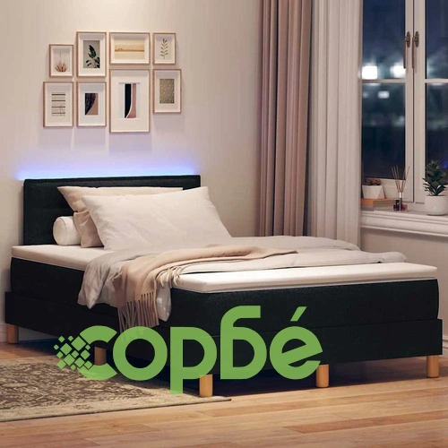 Легло с пружинирана основа и матрак с LED осветление черно 120x190 см текстил ➤ топ цена ➤ sorbe.bg