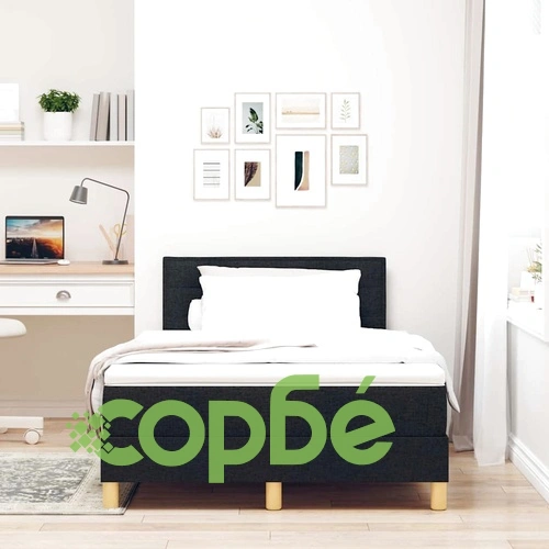 Легло с пружинирана основа и матрак с LED осветление черно 120x190 см текстил ➤ топ цена ➤ sorbe.bg