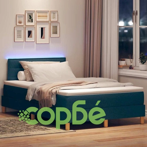 Легло с пружинирана основа и матрак с LED осветление синьо 120x190 см текстил ➤ топ цена ➤ sorbe.bg