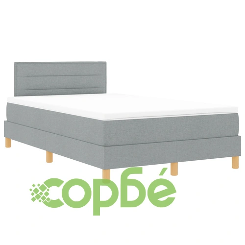 Легло Box Spring с матрак и LED осветление, светлосиньо, 120x200 см, текстилна тапицерия ➤ топ цена ➤ sorbe.bg