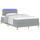 Легло Box Spring с матрак и LED осветление, светлосиньо, 120x200 см, текстилна тапицерия