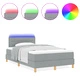 Легло Box Spring с матрак и LED осветление, светлосиньо, 120x200 см, текстилна тапицерия