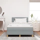 Легло Box Spring с матрак и LED осветление, светлосиньо, 120x200 см, текстилна тапицерия