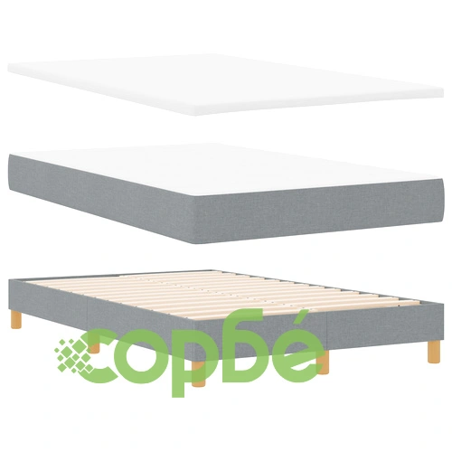 Легло Box Spring с матрак и LED осветление, светлосиньо, 120x200 см, текстилна тапицерия ➤ топ цена ➤ sorbe.bg
