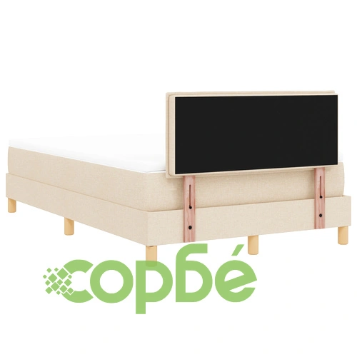 Легло с матрак и LED осветление 120x200 см, Кремаво, Тъкан материал ➤ топ цена ➤ sorbe.bg