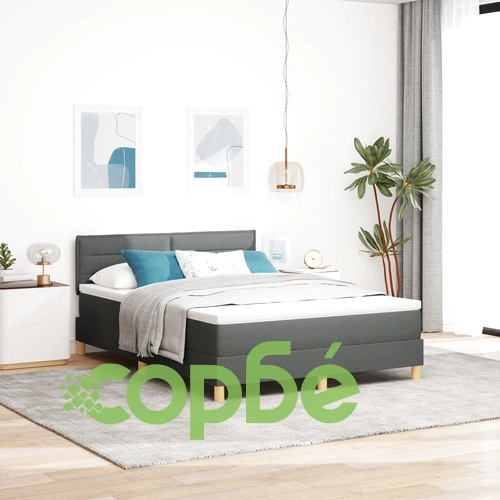 Легло с матрак и LED осветление 140x200 см - Тъмно сиво, Тъкан ➤ топ цена ➤ sorbe.bg