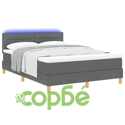 Легло с матрак и LED осветление 140x200 см - Тъмно сиво, Тъкан ➤ топ цена ➤ sorbe.bg