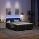 Легло с пружинирана основа и матрак с LED осветление черно 160x200 см текстил